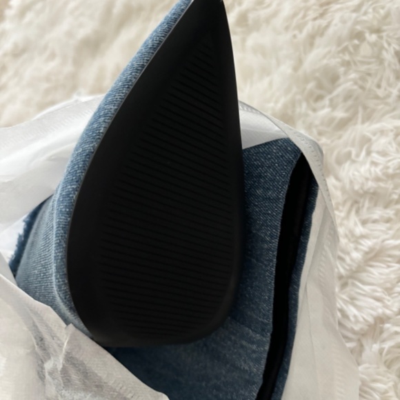 Knee High Denim Cuffed Boot Heels - Picture 3 of 3